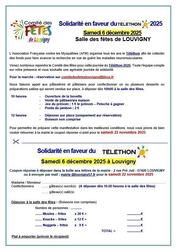 Bulletin réservation Téléthon 2025