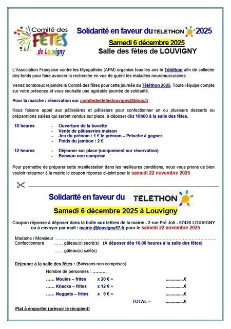 Bulletin réservation Téléthon 2025